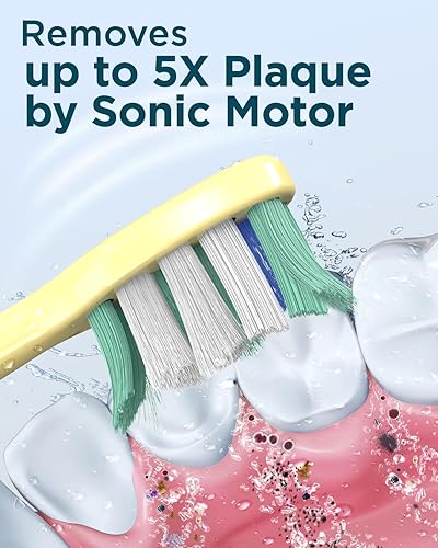 Miniatura 57 de Rtauys - Cepillo de dientes eléctrico y sónico M5 para adultos y adolescentes, con 8 cabezales de cepillo, de alta potencia, con estuche de viaje, 3