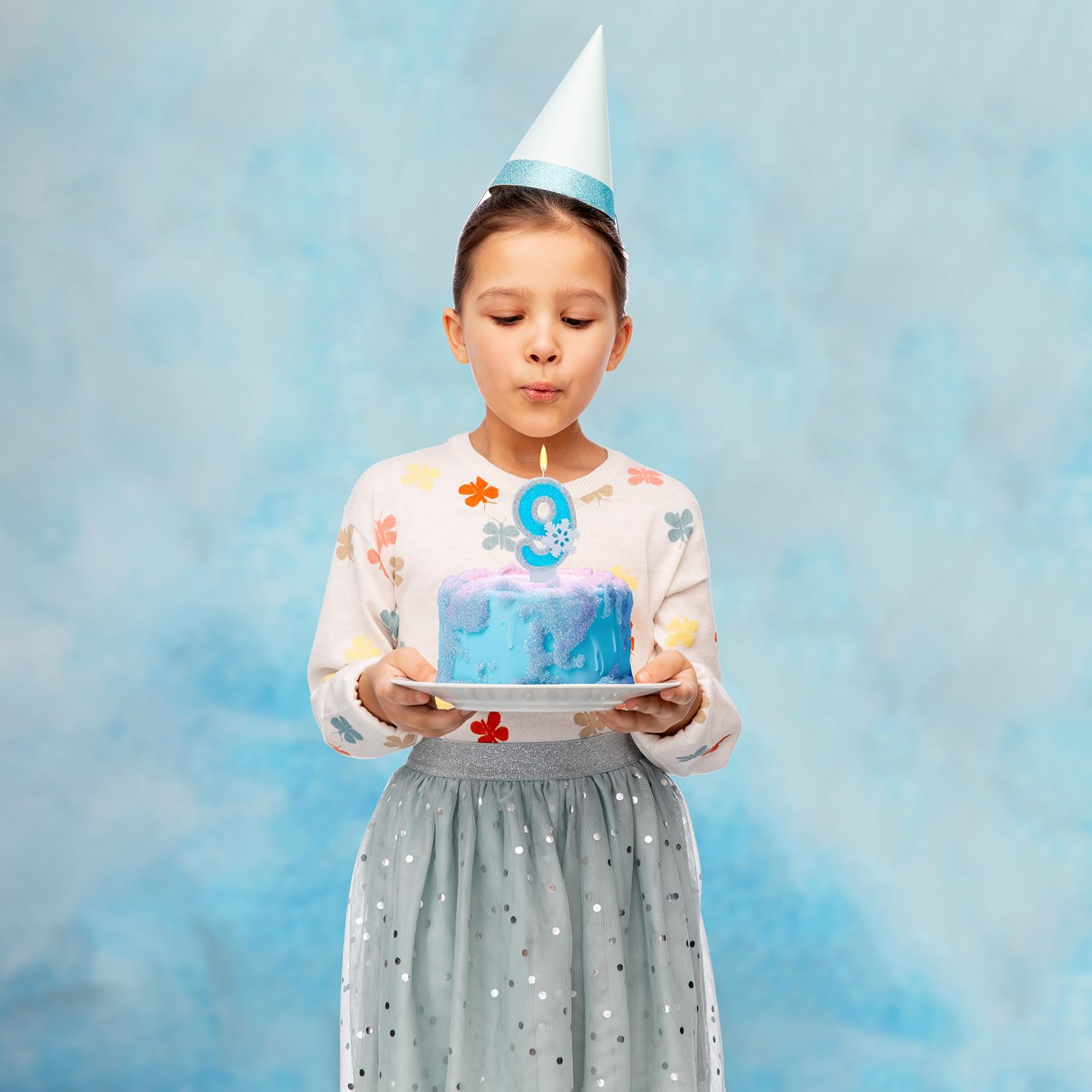 Decoraciones de fiesta de cumpleaños azul congelado, velas blancas con número de copo de nieve del 0 al 9, suministros de fiesta de cumpleaños para niños y adultos, suministros de fiesta de boda,