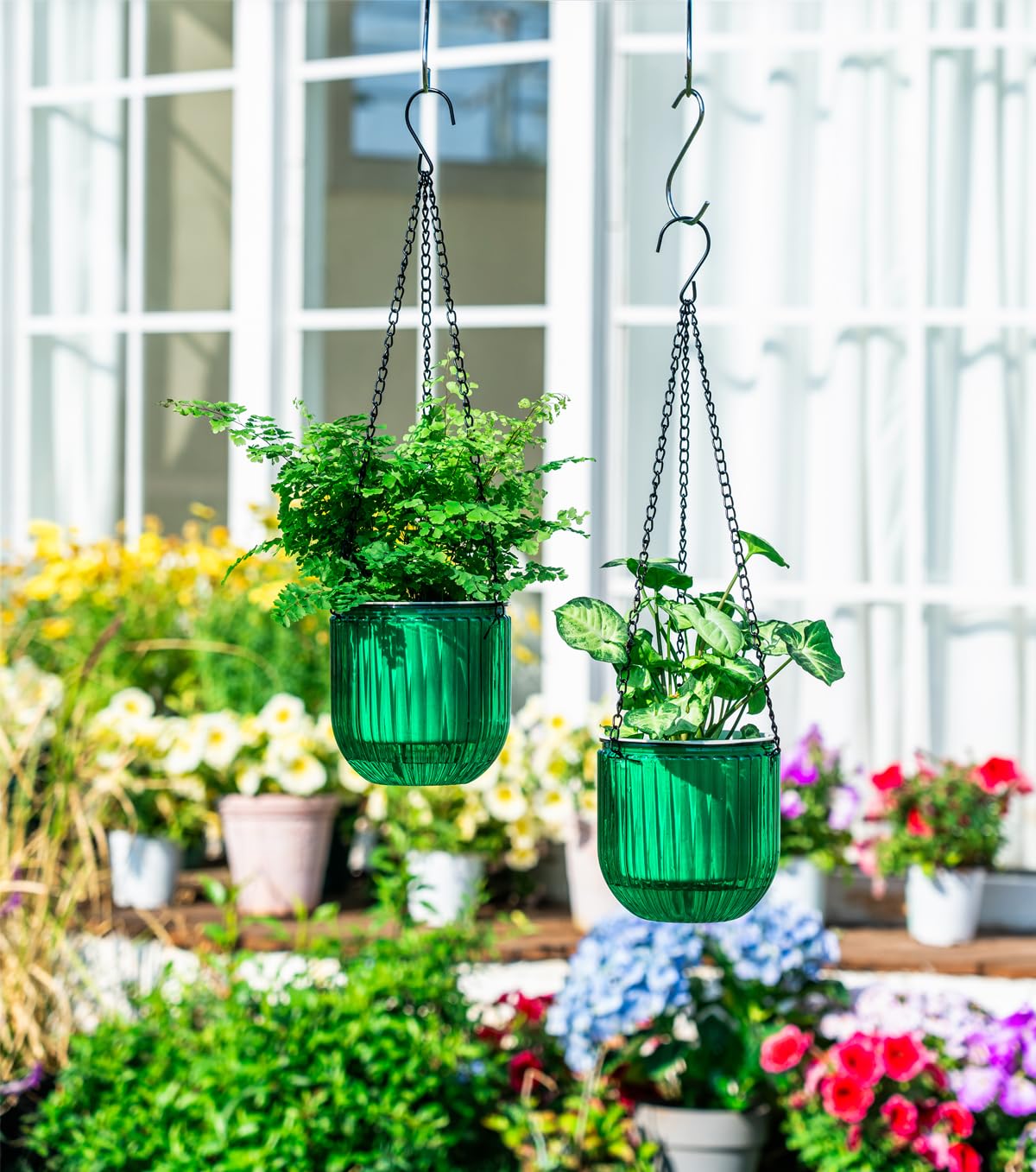 Josteve 5.3 Inch 2 Pcs Self Watering Hanging Planter Indoor Plant Pots with Drainage Holes - Image 3