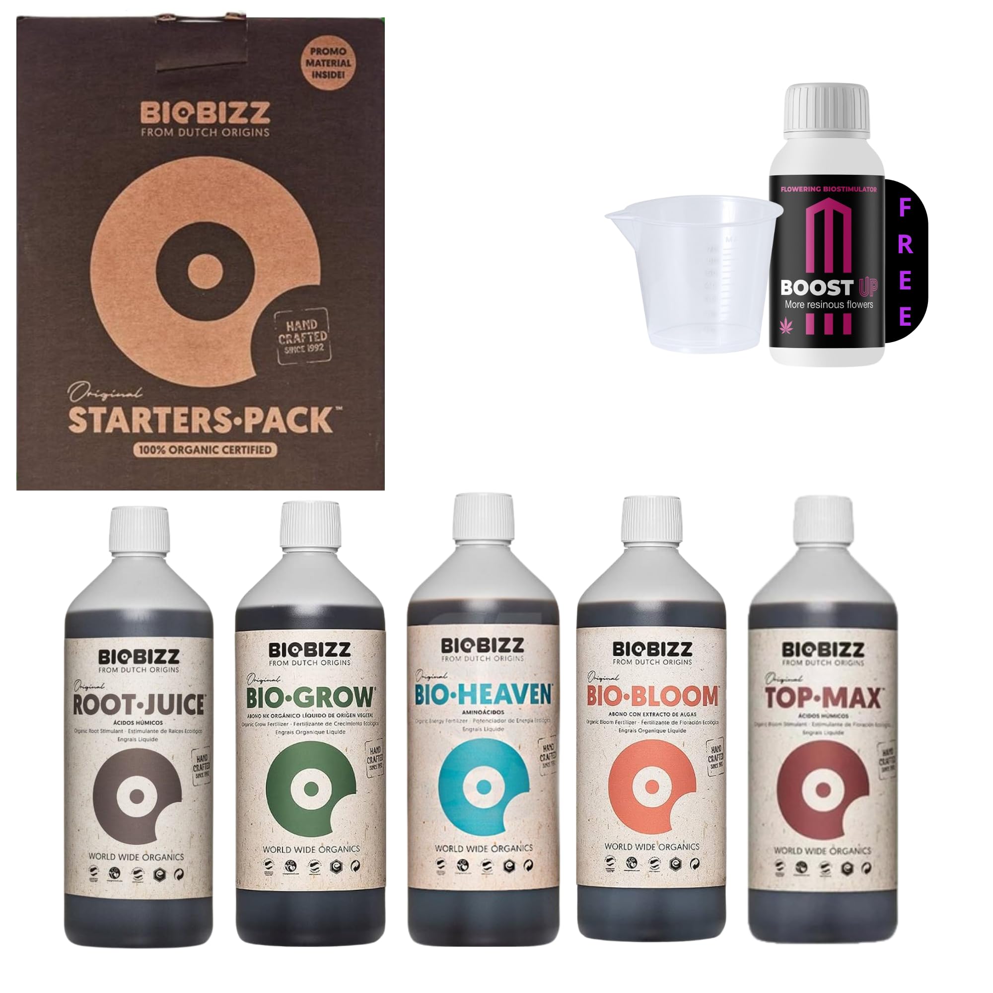 GROWMANIA Bio Up BioBizz 250 Ml + Boost Up + Verre Doseur - Élévateur PH Biologique