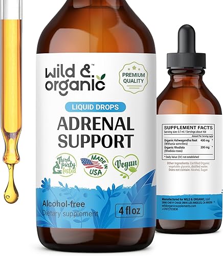 Adrenal Health Daily Support - Suplemento natural de fuerza suprarrenal para mujeres y hombres - Complejo de gotas líquidas suprarrenales con