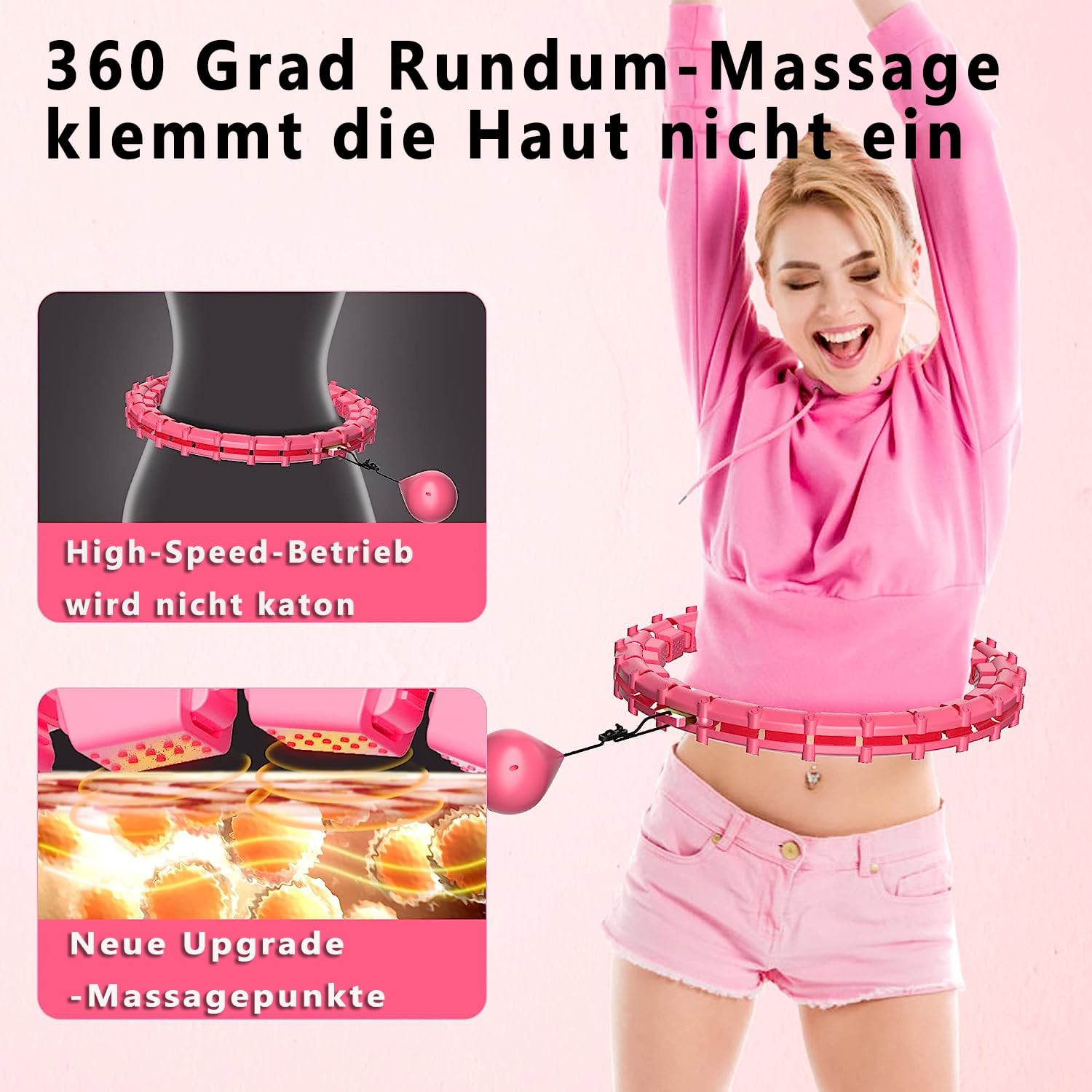 Voarge Will Not Fall Hula Hoop Verstellbarer Waist，Hula Hoop Gewichtsverlust, mit 360 ° Massage Noppen und 24 Abnehmbarer Einstellbar Breit Bewegliche Reifens, für Kinder Erwachsene Anfänger Abnehmen