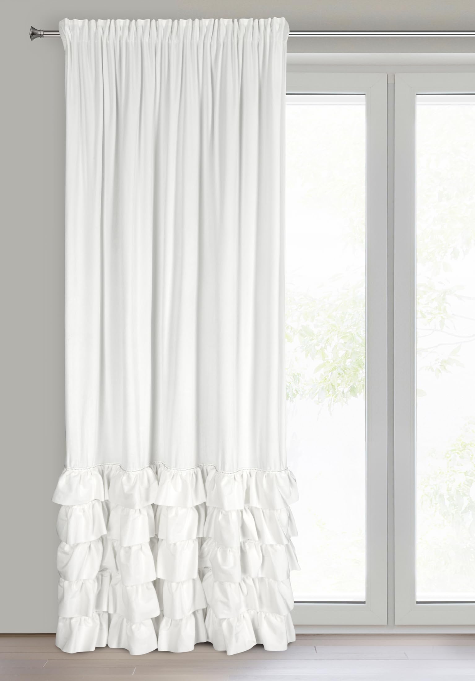 Eurofirany Carli Velvet Curtain with Ruffle, Velvet Curtain with Ruffle Tape, 1 Piece, Opaque, Blackout