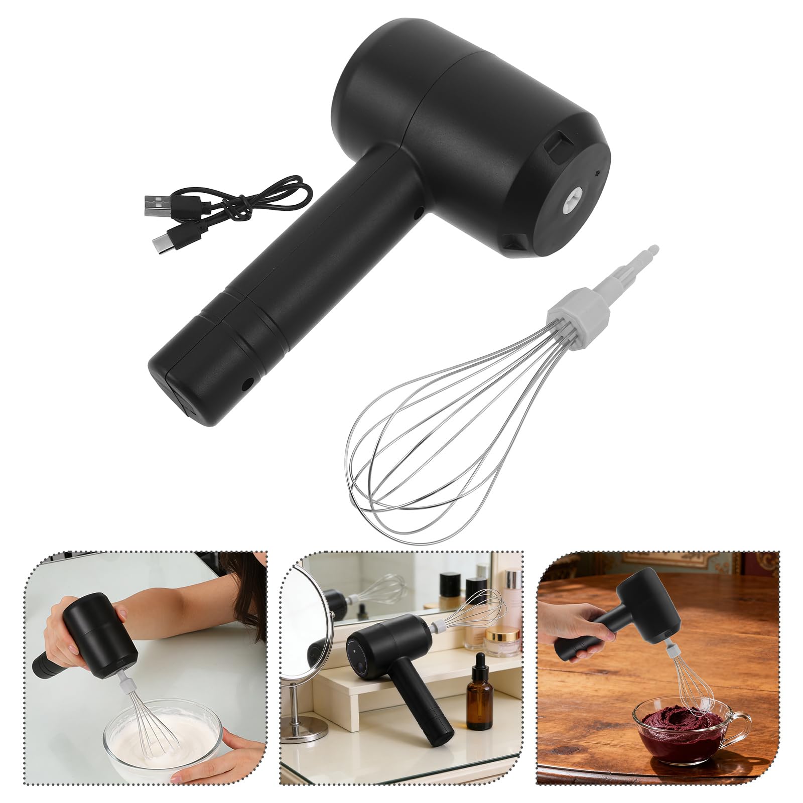 Mipcase Miscelatore Elettrico per Tinture per Chioma 20W Ricaricabile senza Fili Frusta Automatica per Uso Domestico e Salone Professionale