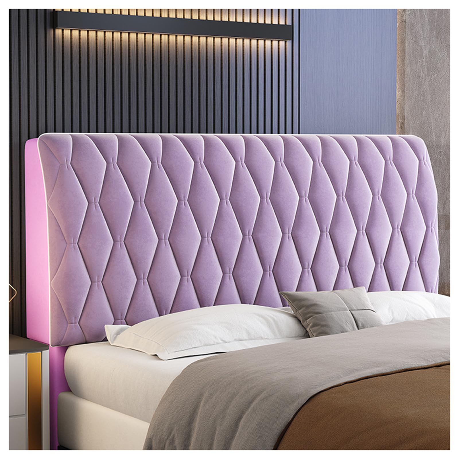 Gofohimi Purple Velvet Headboard Covers For King Size Bed Headboard Cover Queen Full Dustproof Headboard Protectorhead Board Cover Twin Headboard Slipcover,,150Cm
