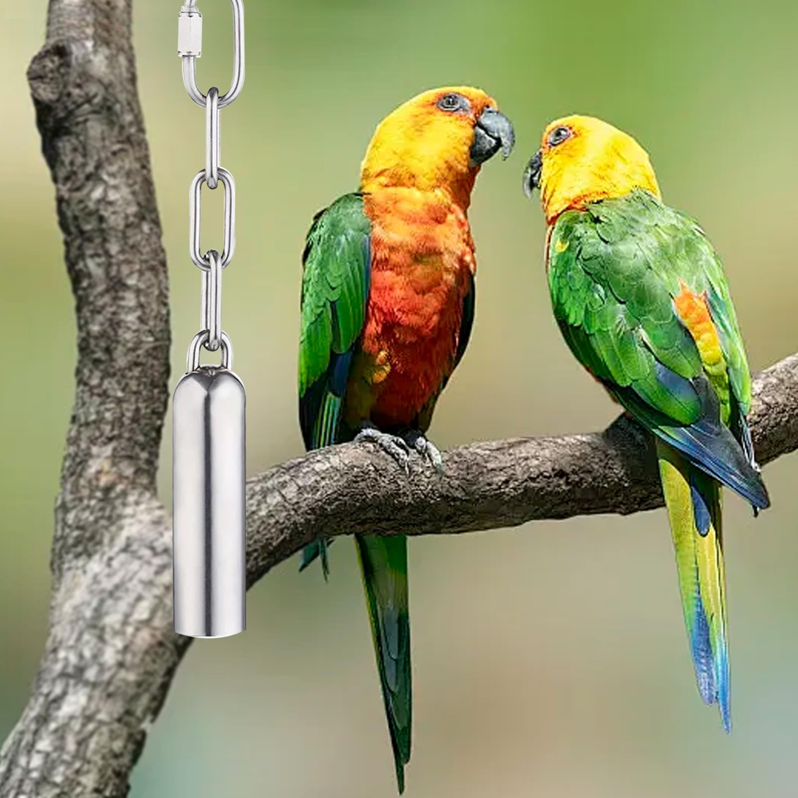 LWINGFLYER Stainless Steel Bird Bell Toy for Large Parrots – Hanging Bird Cage Toy with Quick-Link Clip, Durable & Easy-Clean Parrot Toys for Macaws, Cockatoos, African Greys - image 4