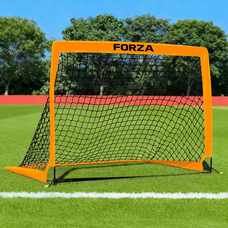 FORZA Square Pop-Up Football Goal [6 Sizes] (Orange, 5ft x 3.5ft, Pair of Goals)