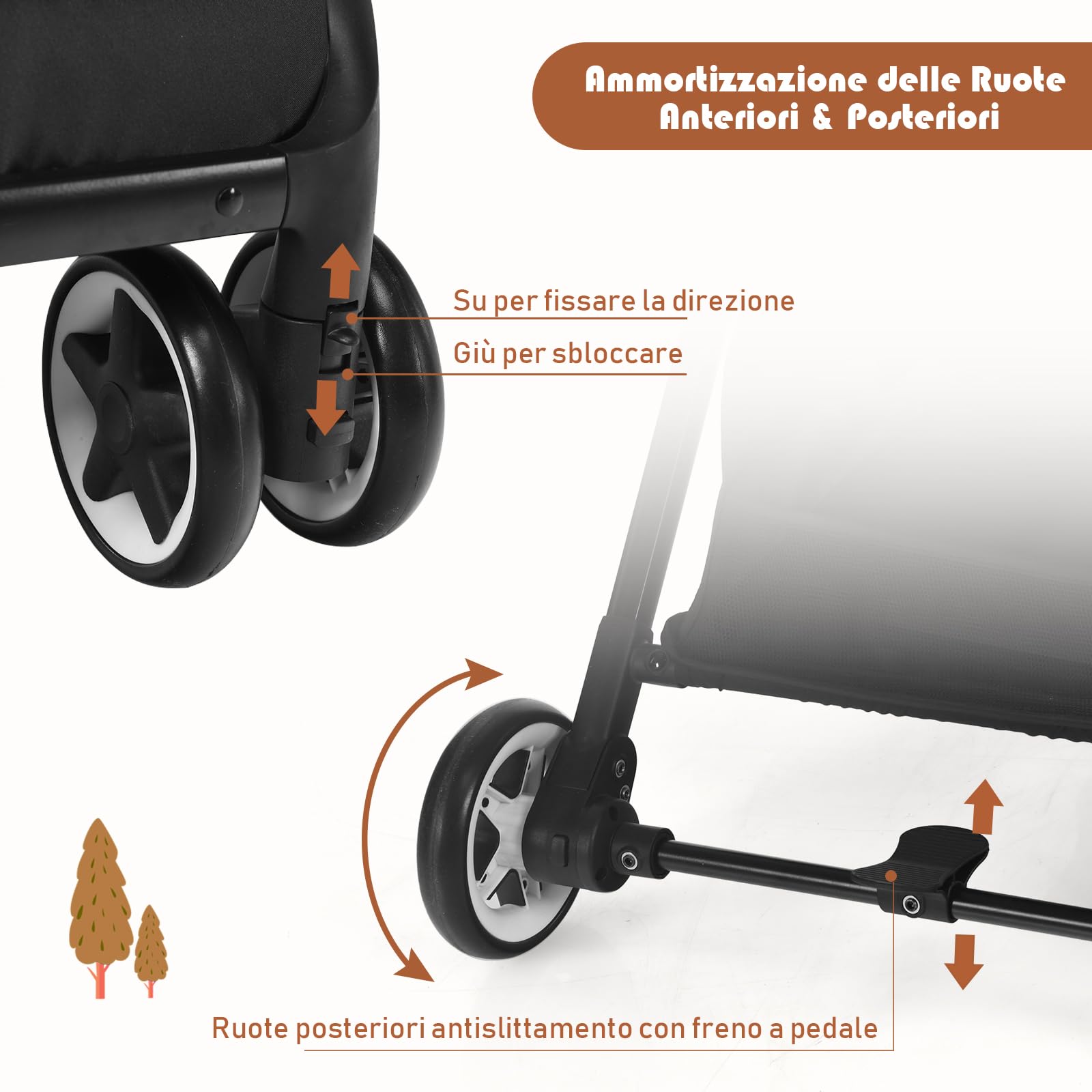 RELAX4LIFE Passeggino Leggero per Bambole 0-3 Anni, Passeggino Pieghevole con Una Mano, Telaio in Alluminio, Schienale Regolabile, Passeggino da Viaggio con Zanzariera e Cinture 5punti (Grigio)