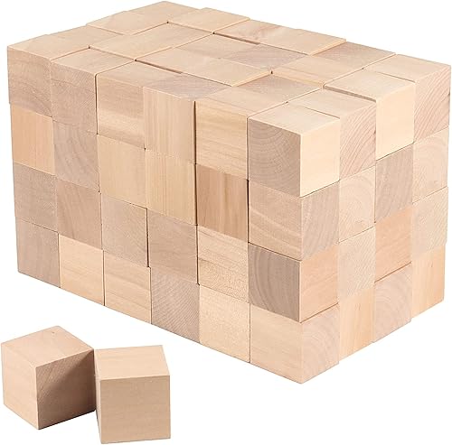 ZOENHOU 60 bloques de madera de 1.5 pulgadas, cubo de madera maciza natural de primera calidad, juego de bloques de madera sin terminar para disponible en Yaxa Venezuela