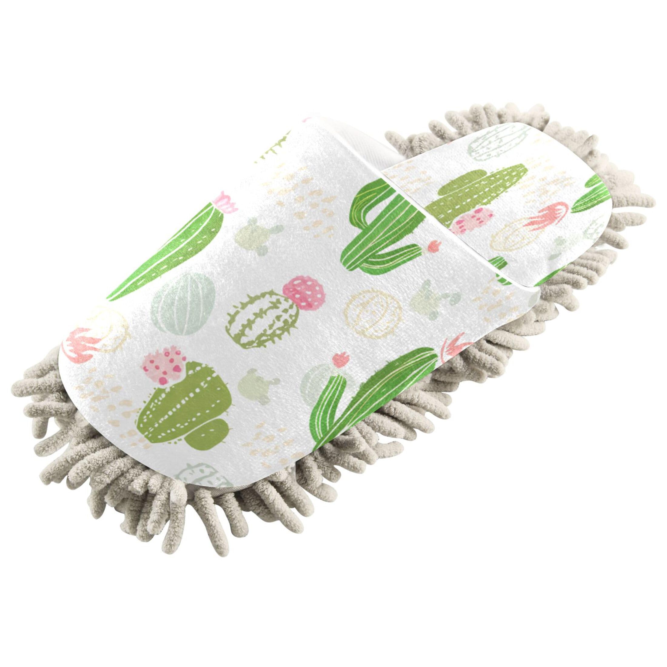 Kigai Cacti Mop Slippers for Floor Cleaning, Slippers for Women Men, Microfiber Floor Cleaning, L