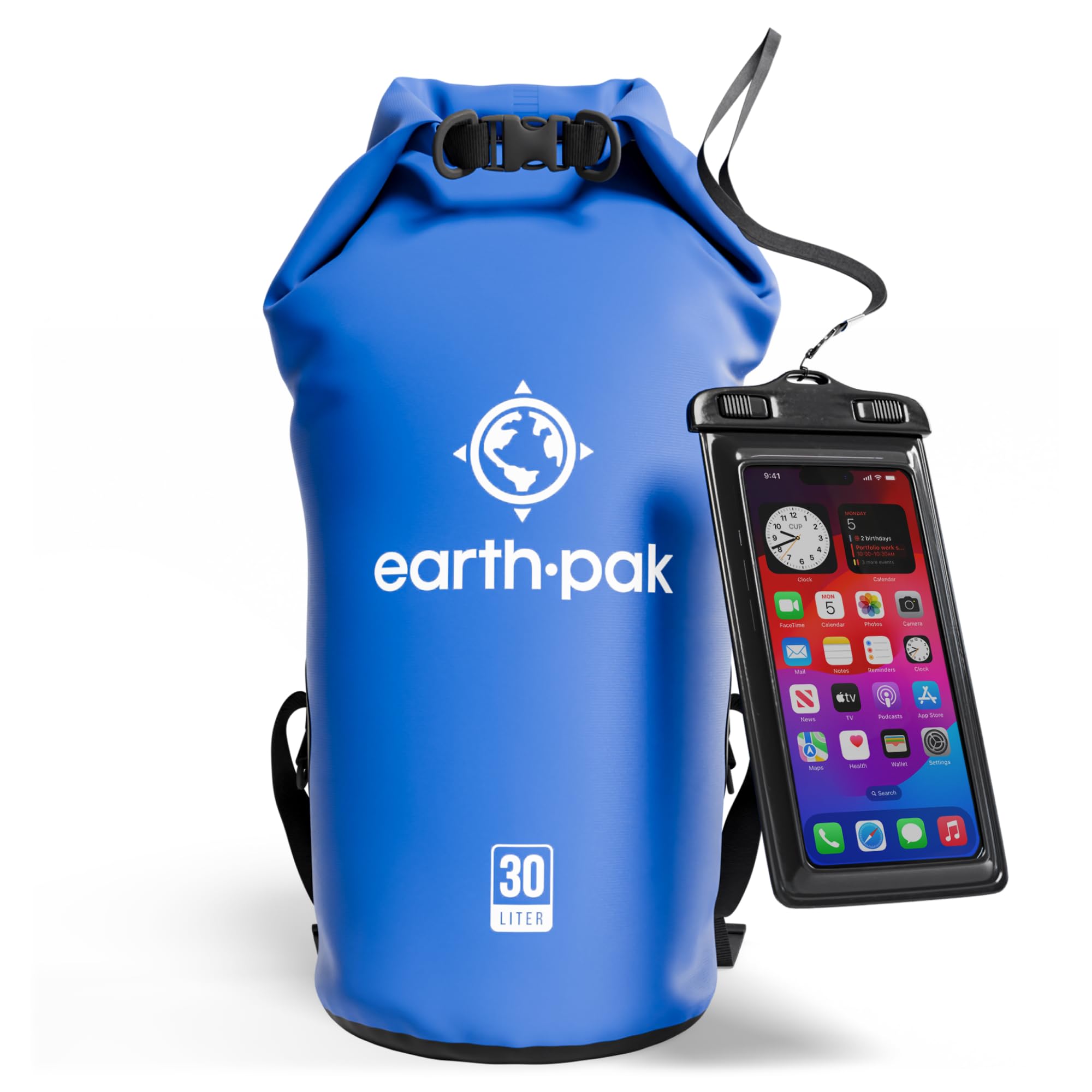 Earth Pak Waterproof Dry Bag - Roll Top Waterproof Backpack Sack Keeps Gear Dry for Kayak with Waterproof Phone Case