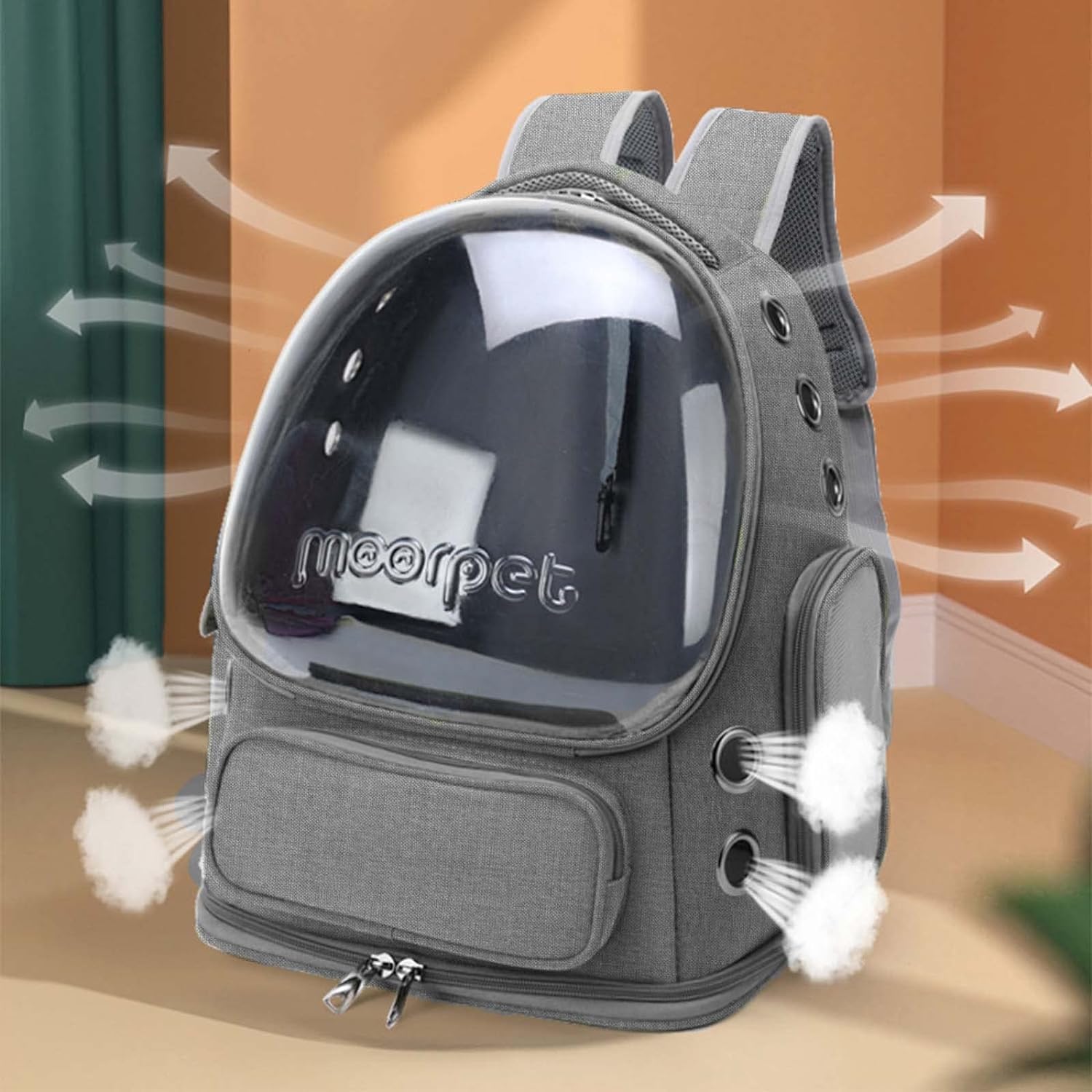 LOOKMINT Creative Cat Carrier Backpack,Large Space,Pet Bubble Backpack with Removable Mat,Indoor Safety Leash,Breathable Cat Dog Backpack,Ideal for Travel 4