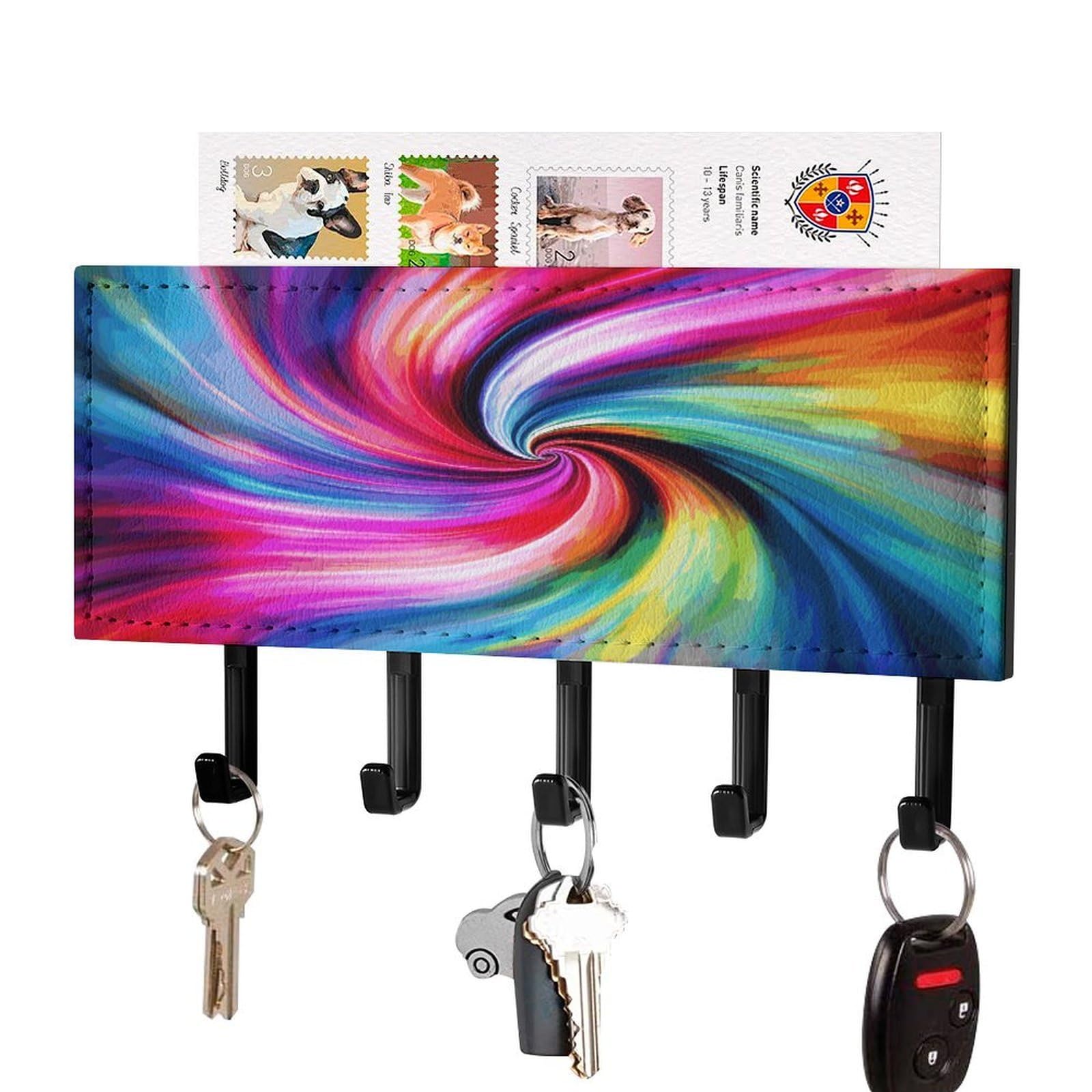 Organizador de correo y llaves de pared con diseño tie-dye de moda