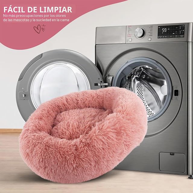 Foto 7 de 7 de BVAGSS Cama de Felpa Deluxe Plush Redonda de Pelo Nido de Donut para Mascotas Deluxe para Gatos y Perros…