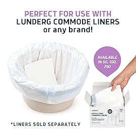 Lunderg Lavender Scented Super Absorbent Commode Pads - Medical Grade Value Pack 250 Count - for Disposable Bedside Commode Liners, Adult Chairs, Portable Buckets & Camping Toilet Bags - Light Scent