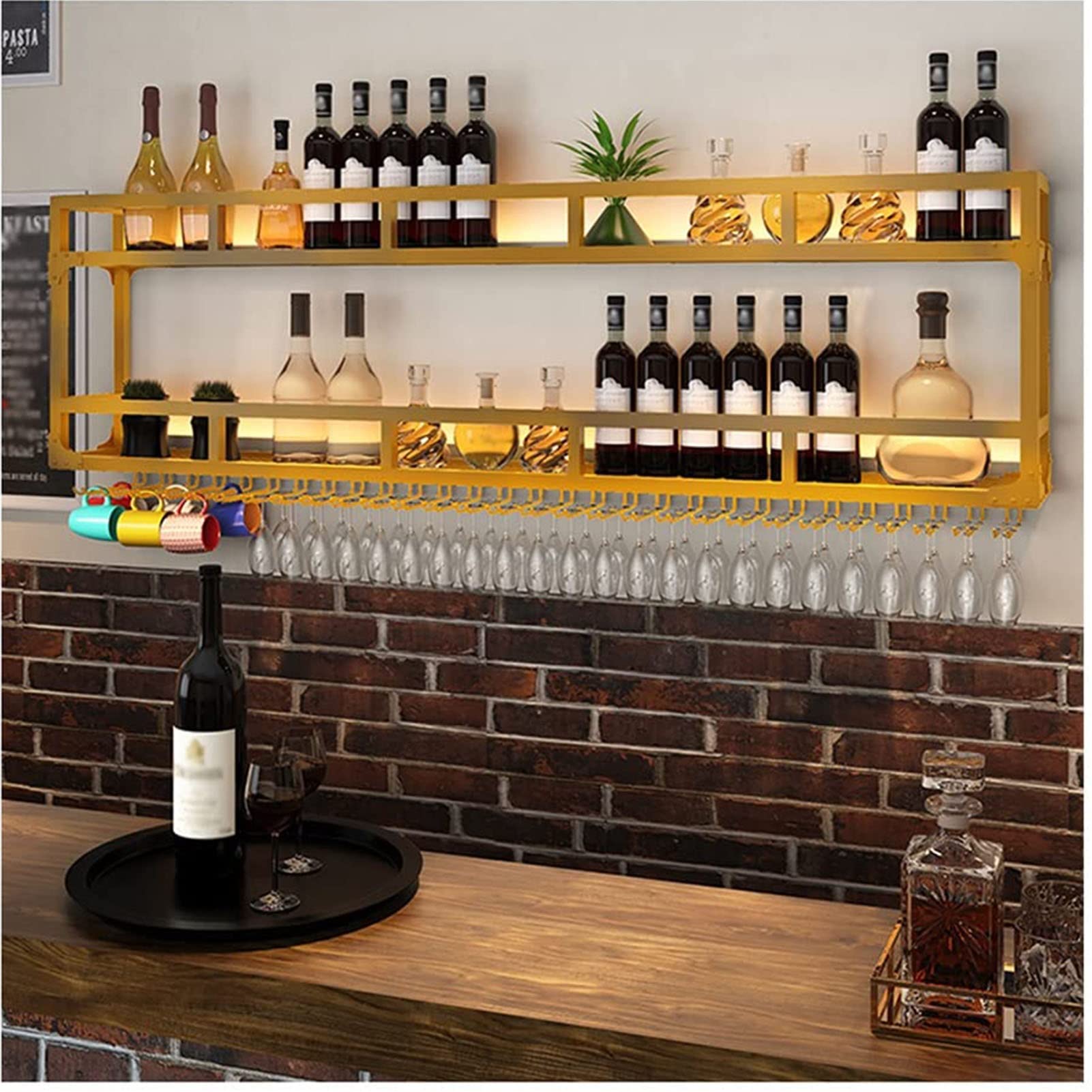 Support de Verre à Vin Mural en Fer Forgé Rétro Élégant pour Cuisine