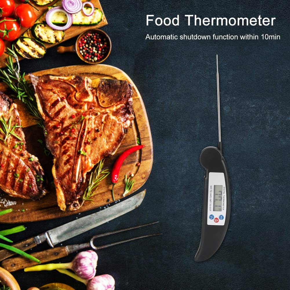Termometro Digitale Da Cucina Istantaneo A Sonda Pieghevole – Impermeabile IP65 Per BBQ, Frittura E Caramelle (Nero)