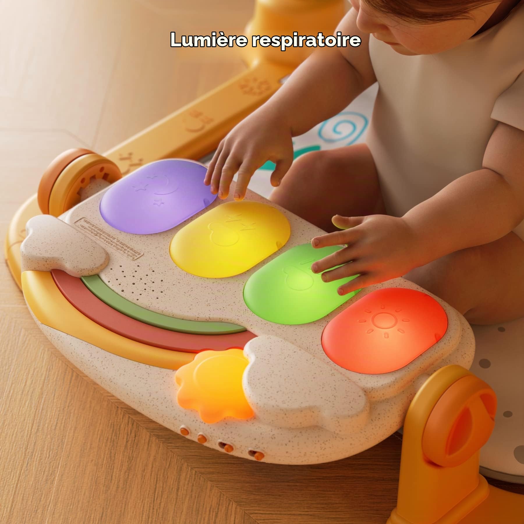 TUMAMA Tapis de gymnastique piano pour bébé, tapis de jeu lumineux avec arches, et 4 jouets hochets, adapté à partir de 0 mois Cadeau jouets pour nourrisson