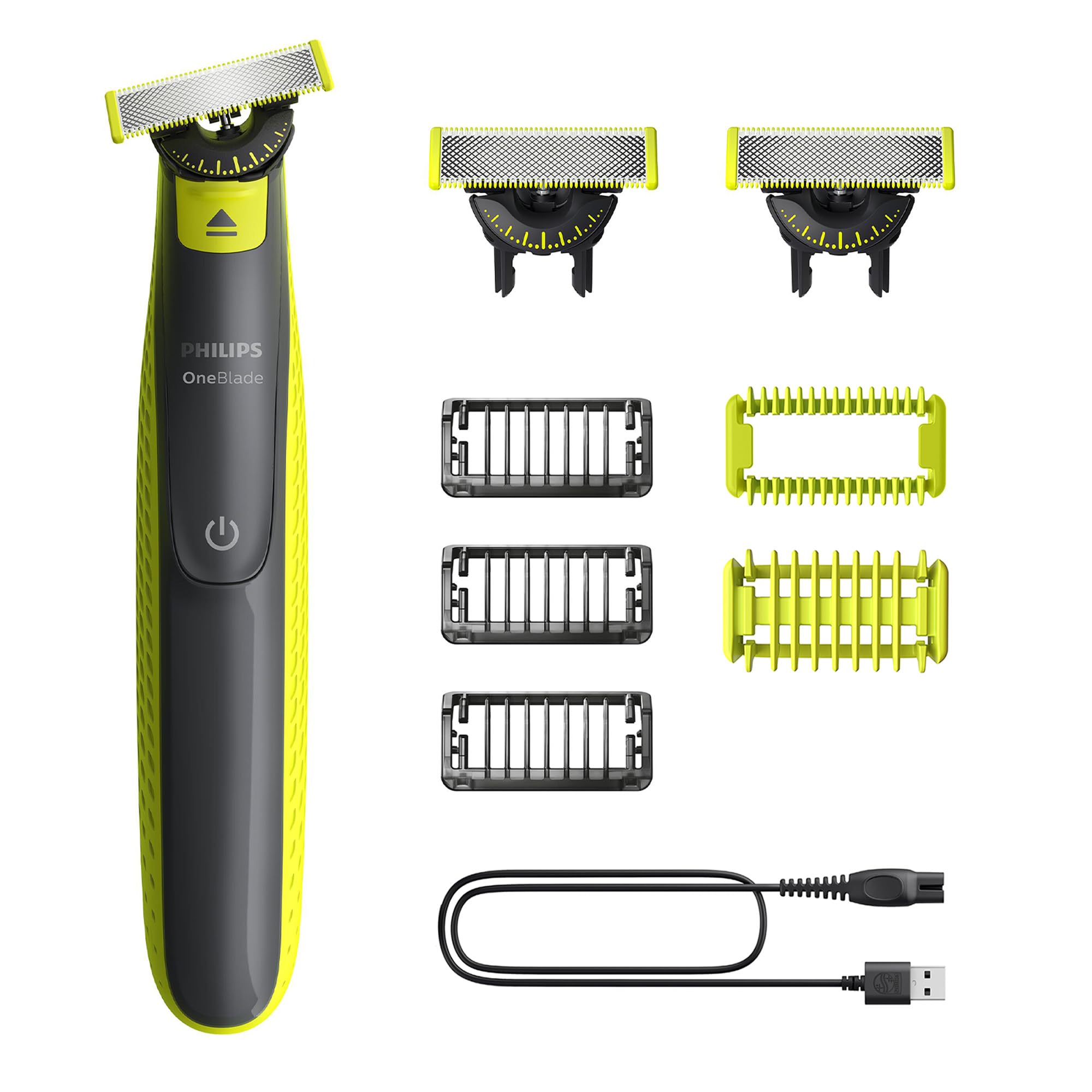Philips OneBlade 360 Autentico Regolabarba elettrico per viso e corpo, rasoio e spazzola per il corpo, 3x 360 lame, 3x pettine per barba (1,3,5 mm), 1x kit per il corpo, QP2824/31