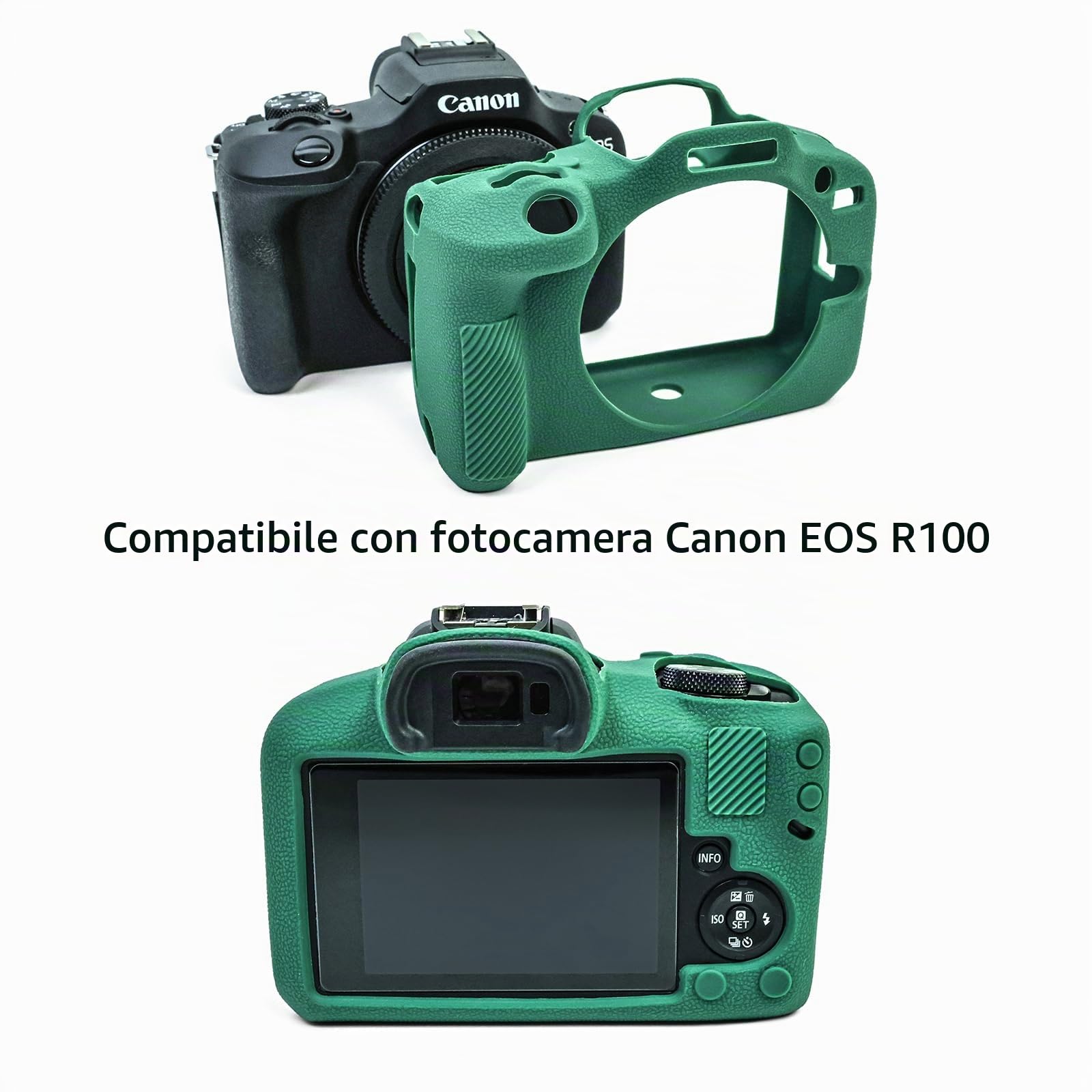 MUZIRI KINOKOO Custodia EOS R100 EOSR100 - Custodia protettiva in silicone morbido per fotocamera mirrorless Canon EOS R100/EOSR100 Antigraffio - Verde