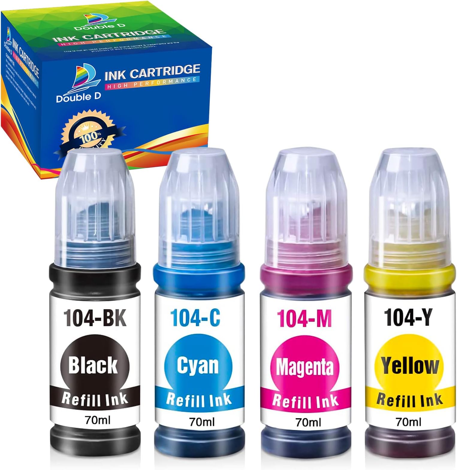 DOUBLE D 104 Ink Bottle Multipack Replacement for Epson EcoTank 102 Ink ...