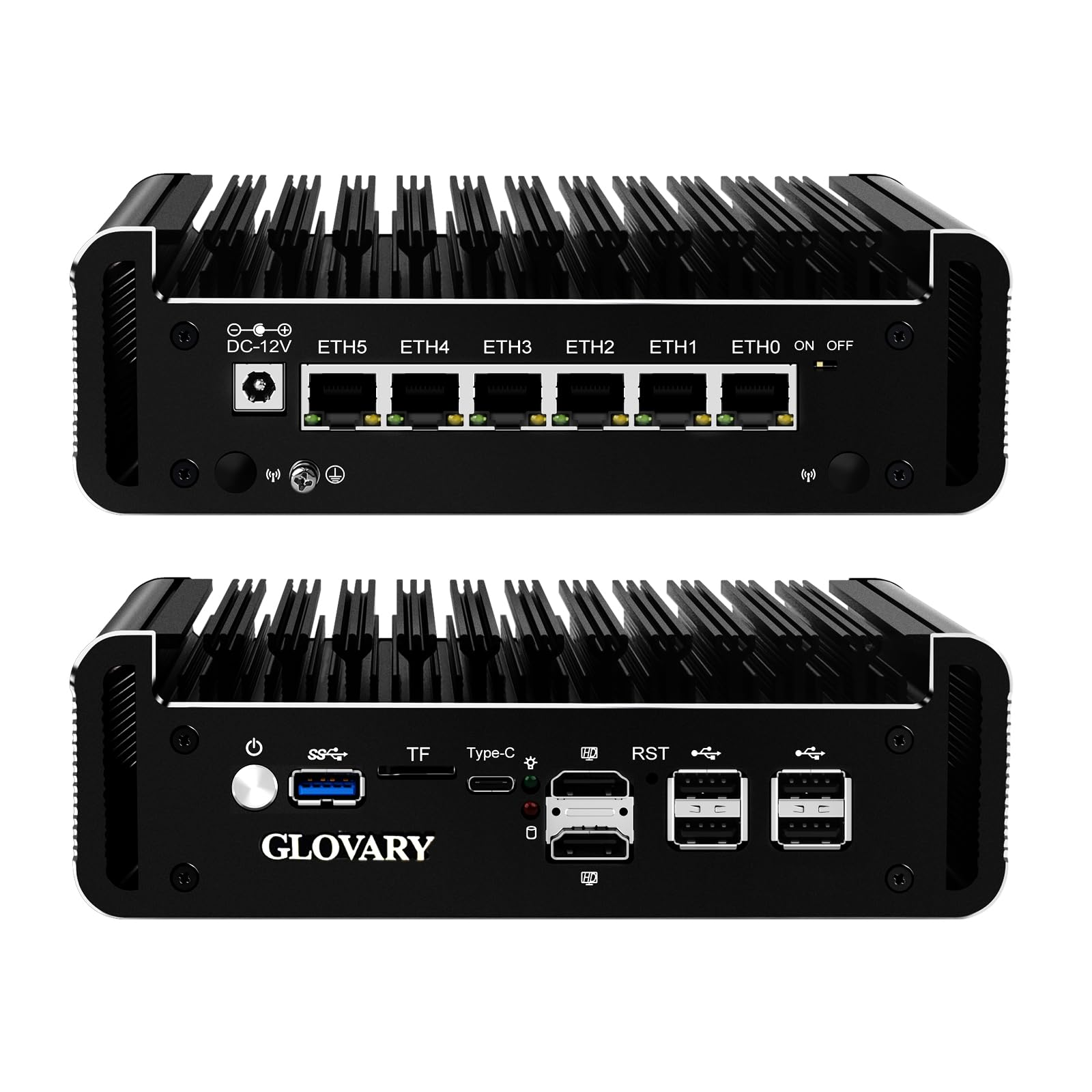 Mini Firewall PC N150 4 Core (Aufgerüstet N100), 6 x i226V 2.5GbE LAN OPNsense Hardware, DDR5 16GB RAM 128GB SSD, Fanless Micro Appliance, AES-NI, 2 xM.2 NVMe Slot, 1 xSATA3.0, USB-C