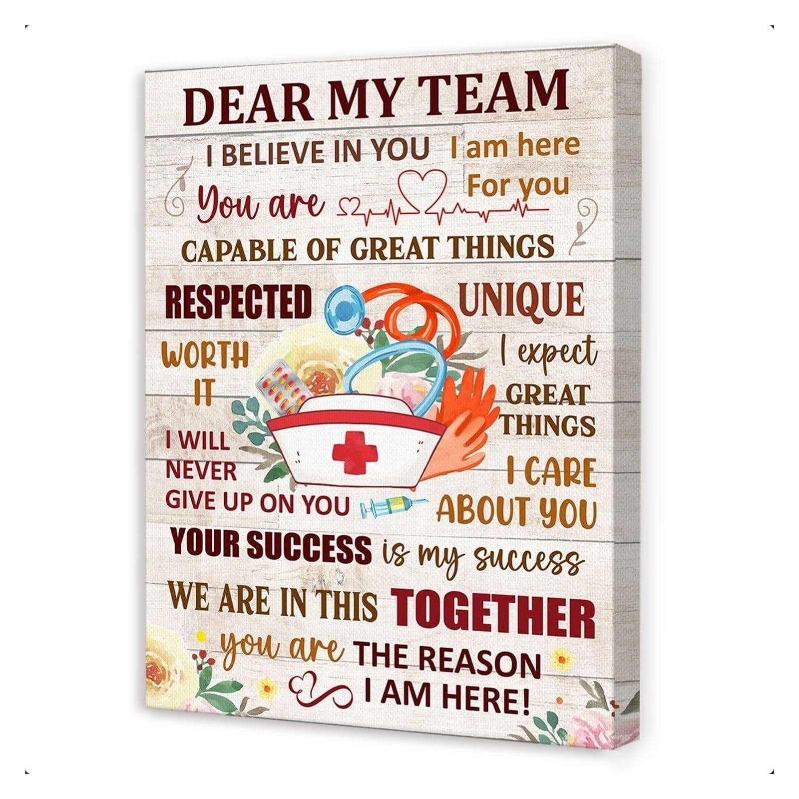 KCDFDVJFBM Inspirational Nurse Wall-Art Appreciation Gift for Healthcare Heroes Nursing Team Office Hospital Canvas Decor(Framed,08x12inch(20x30cm))