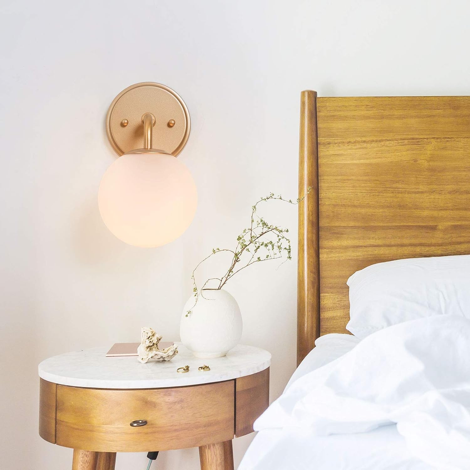 Exclusive Special Wall Sconces, Gold Sconces Wall Lighting, Globe Wall Light with White Frosted Glass for Hallway, Kitchen and Bedroom, 5.5 L x 10 H