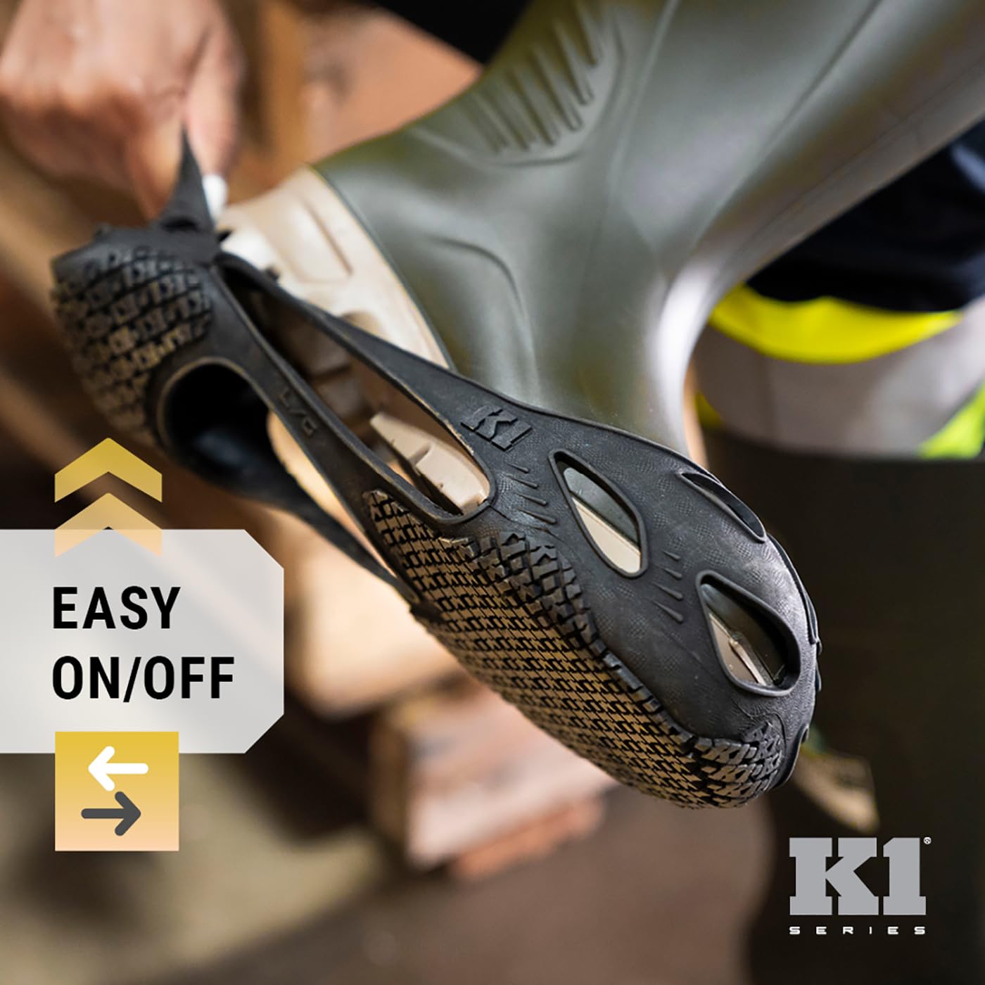 K1 Series SG1 Grip antidérapant sur l'huile et la graisse pour chaussures de travail/sécurité – Aides à la traction pour hommes et femmes dans les services alimentaires, entrepôts