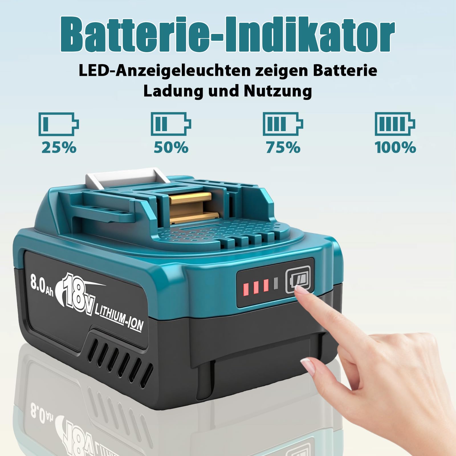 Akumulator zastępczy do Makita 18 V akumulator 2 x 8000 mAh, kompatybilny z BL1860 BL1860B BL1850 BL1850B BL1840 BL1830 BL1820