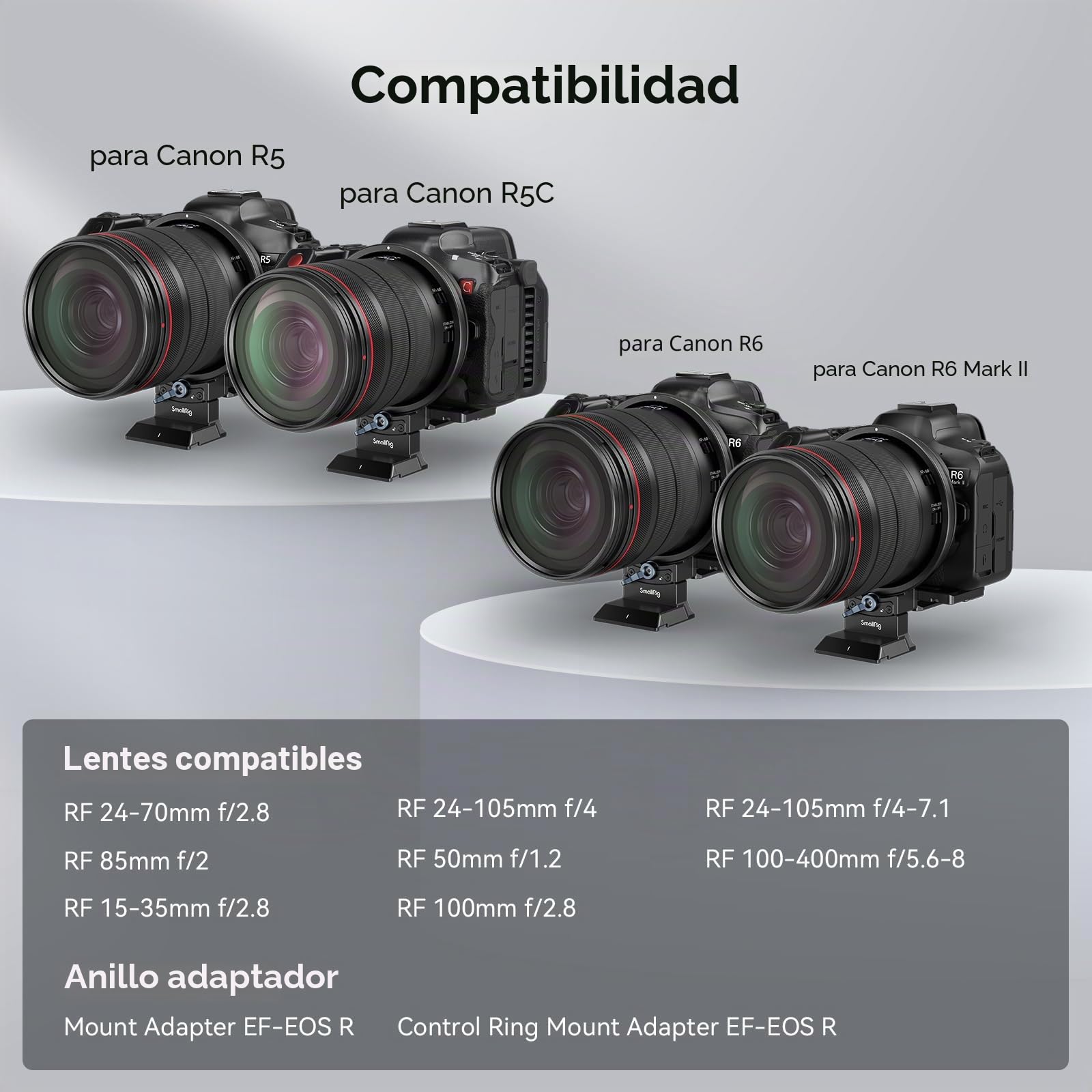 SMALLRIG Kit de Placa de Montaje Horizontal y Vertical Giratoria para cámaras Canon R5 / R5C / R6 / R6 Mark II - 4300