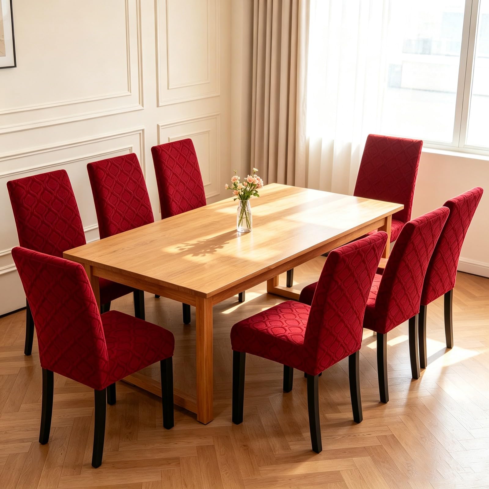 Esszimmer Stuhlhussen 2/4/6er-Set,Dehnbar Stuhlhussen für Esszimmerstühle | Universell Vier Jahreszeiten,Waschbar,für Zuhause Restaurant Wohnzimmer Bankett,Einfache Montage(Sapphire Blue,6Pcs)