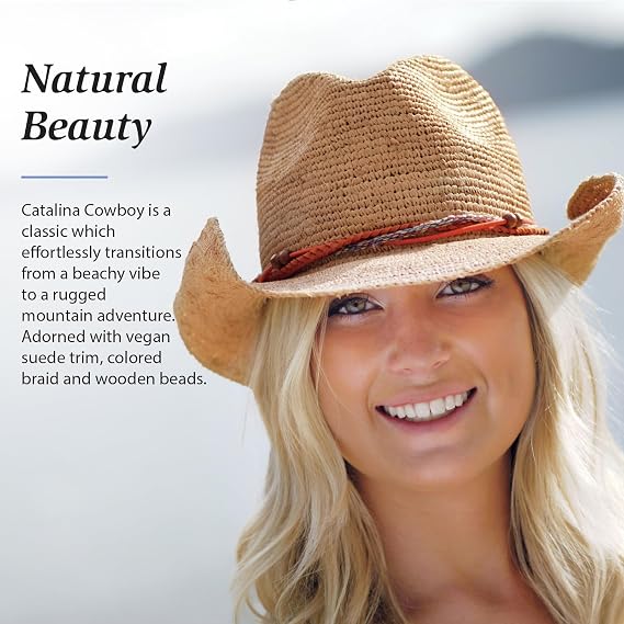 Wallaroo Womens Catalina Cowboy Hat UPF 50+ with Wide Brim | Adjustable | Great for Outdoors, Concerts, Beach, Festivals