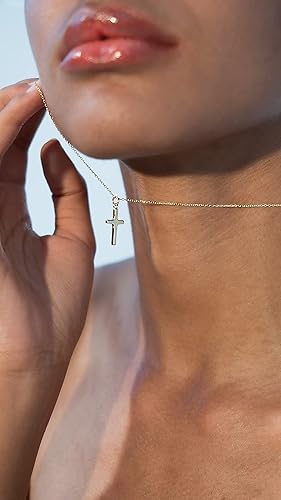 Miniatura 5 de Miabella Italian 925 Sterling Silver or 18Kt Yellow Gold Over Silver Cross Necklace for Women, Small Cross Pendant on 18 Inch Chain Made in Italy