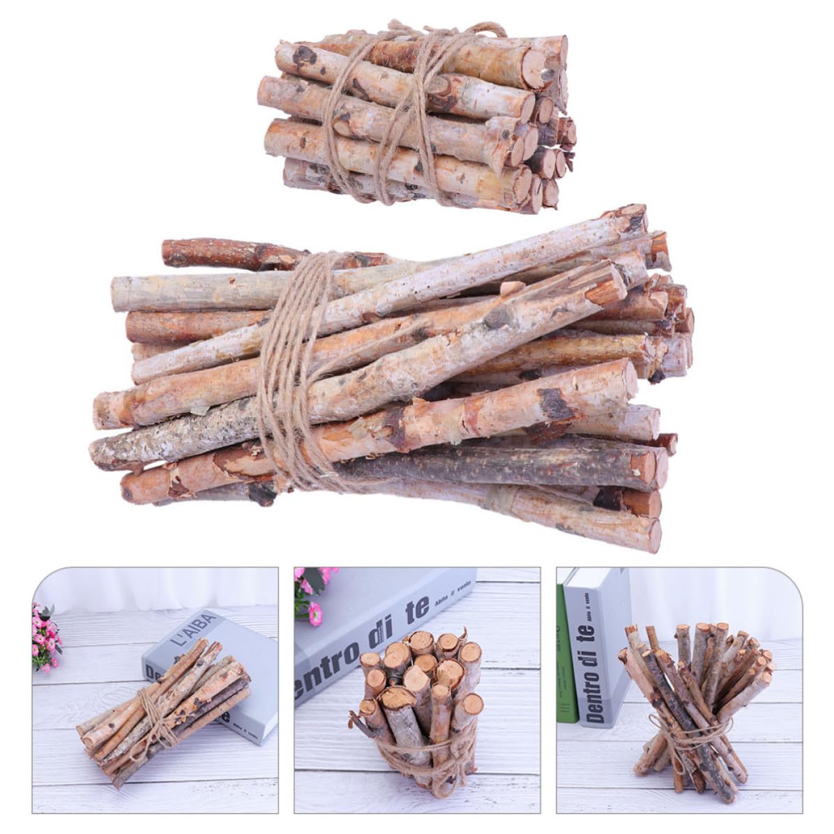 40 Pezzi Rami di Betulla Naturali Corteccia, Bastoncini di Legno Grezzo per Decorazioni Natalizie e Fai-da-te, per Arredamento Casa e Artigianato