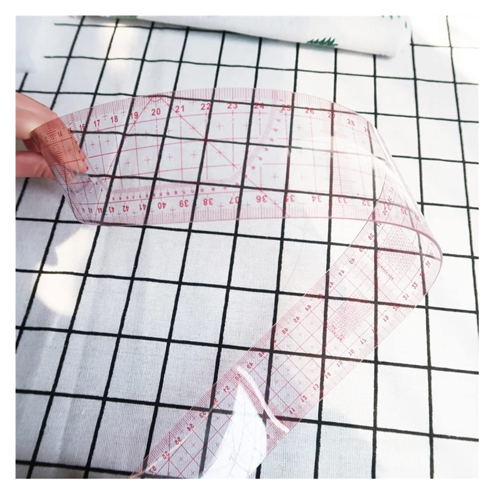 Lineal, 54 cm Kunststoff Nähen Gerade Lineal Schneider Gemeinsame Doppel Seite MetricTransparent Yardstick Patchwork Stoff Schneiden ROSA Set