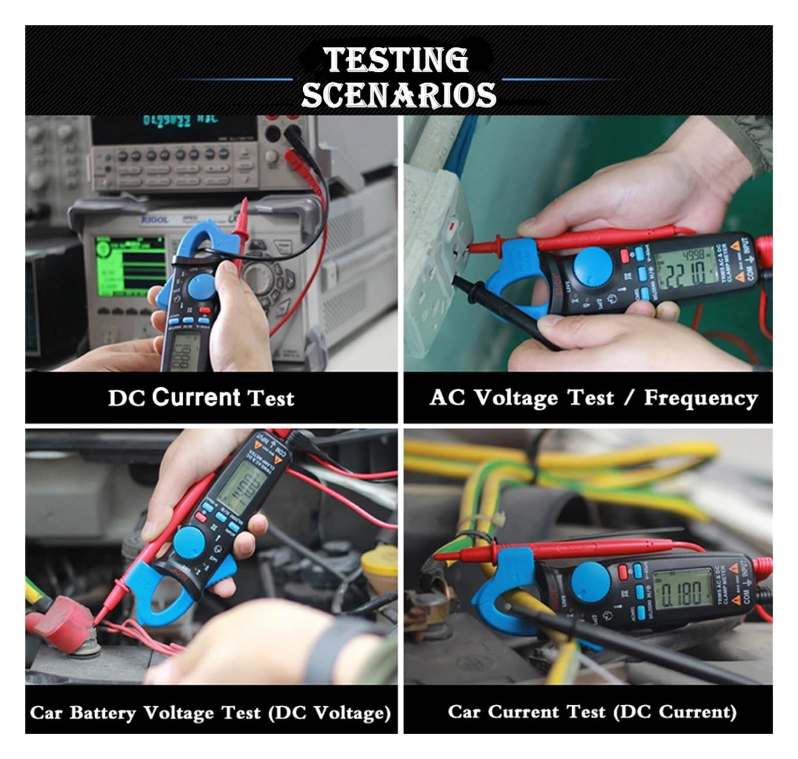 ACM91 Pinza amperometrica digitale True RMS AC DC rilevamento NCV | Misura corrente AC DC e valori elettrici senza scollegare i circuiti per manutenzione e diagnosi(ACM91(Blue))