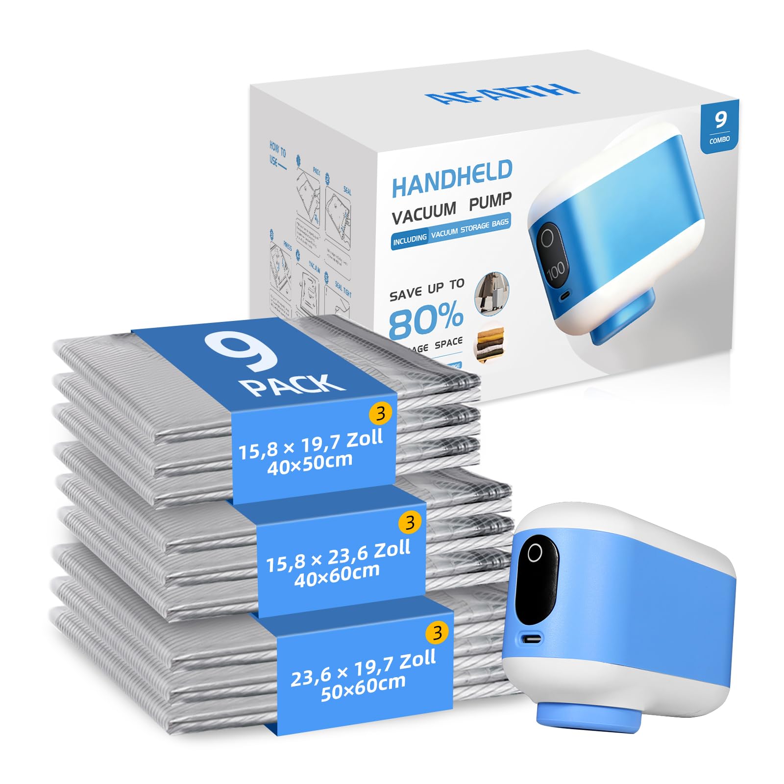 Vakuumbeutel für Kleidung,15 Stück Vacuum Bags (5 Stk. 40x50