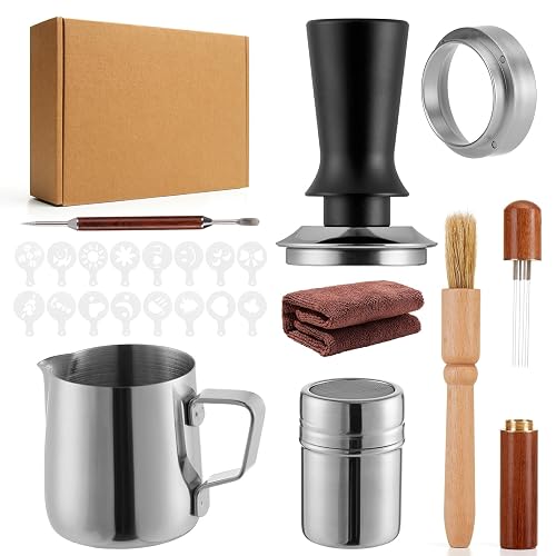 Espresso Accessories Kit, Tamper Tools Set, Coffee Machine Tools Sets | 51mm, 24pcs, Alibrated Spring Stainless Steel Base, for Home Office hotels, Fits for Delonghi/CASABREWS coffee machine