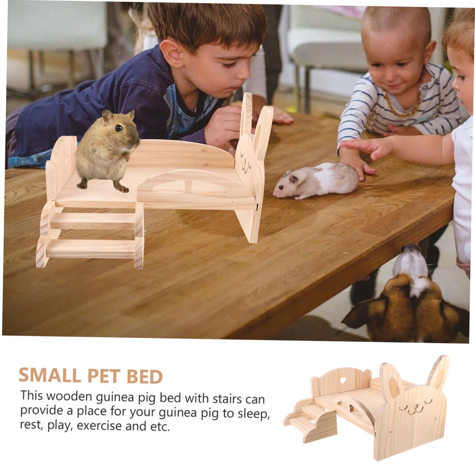 KOMBIUDA Cama de Madera para Cobayas con Escaleras Resistente y Fácil de Cama y para Hámsteres y Pequeños Roedores Jaulas