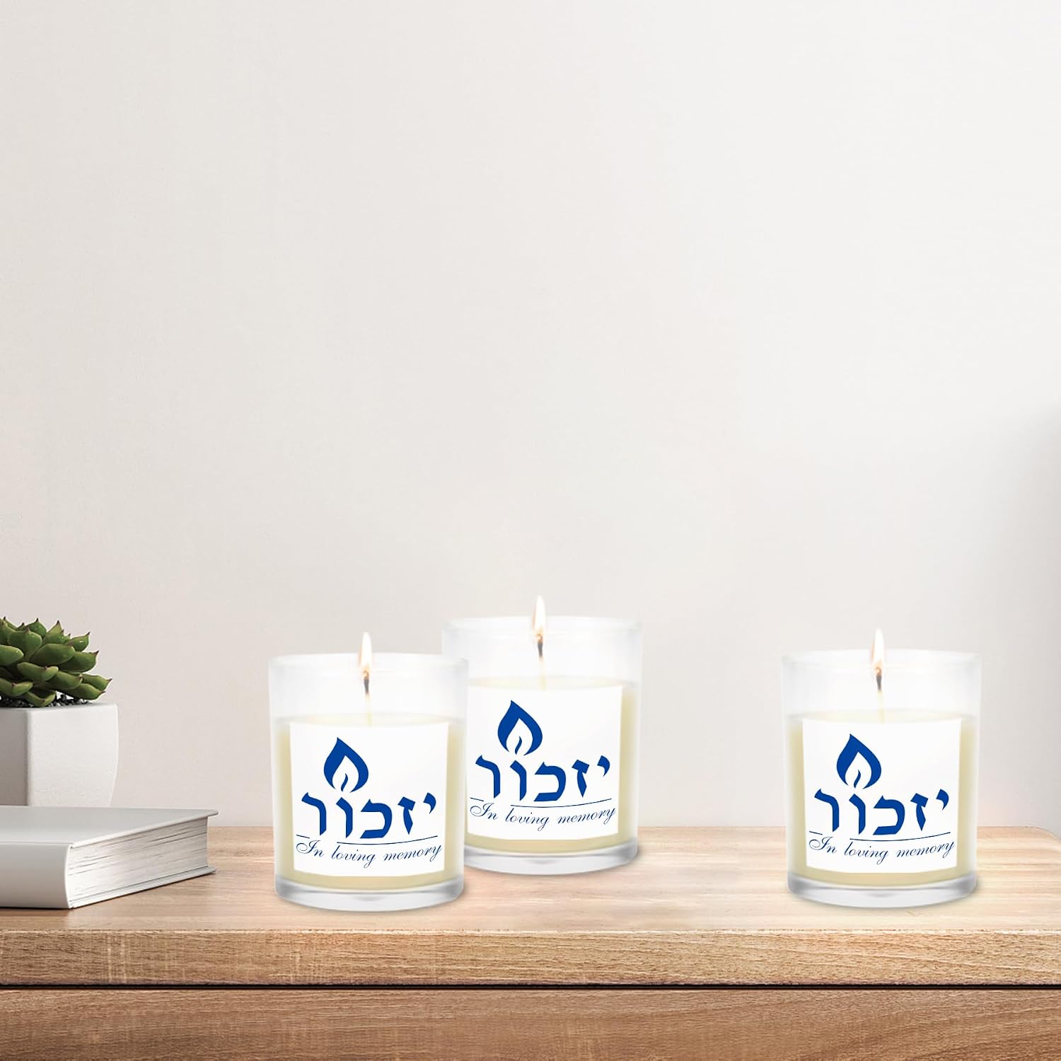 Yahrzeit Candles - Jewish Memorial Candles, Yahrzeit Memorial for Jewish, Bereavement Gift for Loss of Loved One, Elegant Deisgn Natural Soy Wax in Glass Jar 7oz