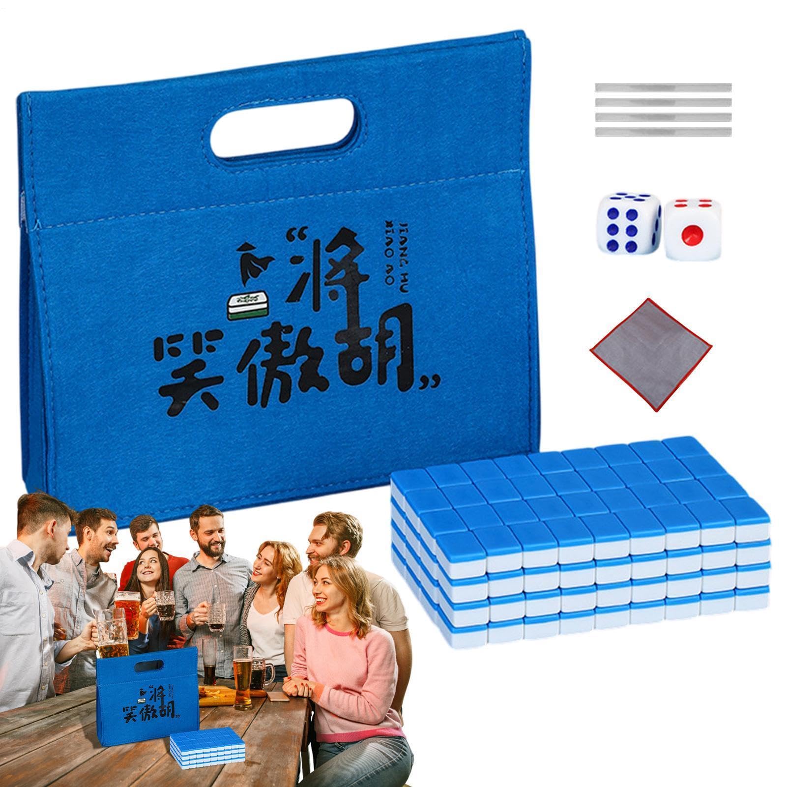 Zestaw płytek Mahjong, przenośny zestaw Mahjong Obrus, torba do