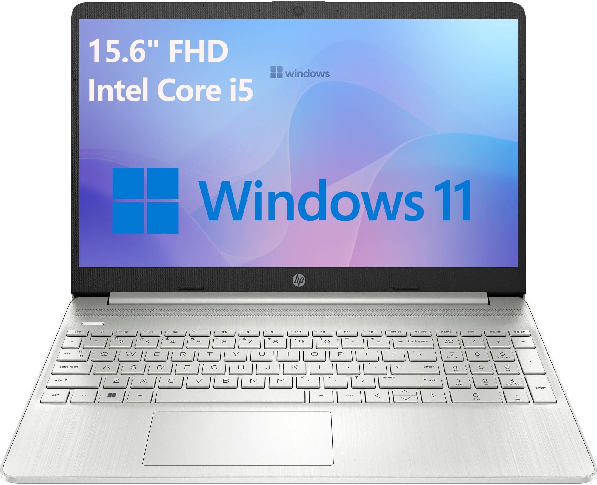 HP 15 Laptop Computer, 15.6" FHD Display, Intel Core i5-1135G7 CPU (Beat i7-1065G7), 16GB DDR4 RAM, 512GB PCIe SSD, Intel Iris Xᵉ Graphics, WiFi 5, Bluetooth 5.0, Silver, Windows 11 S, Tichang
