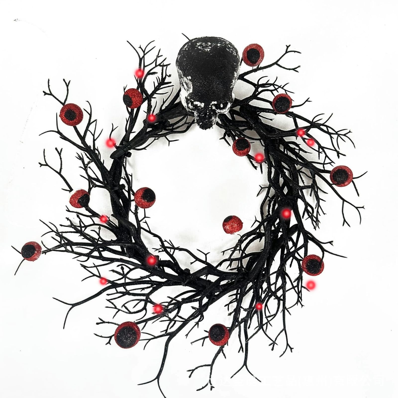 Ghirlanda Horror di Halloween con scheletri per la Porta d'ingresso con luci e Occhi Rossi, Ghirlanda spettrale per Halloween, Decorazioni per Esterni e Interni, Decorazione autunn