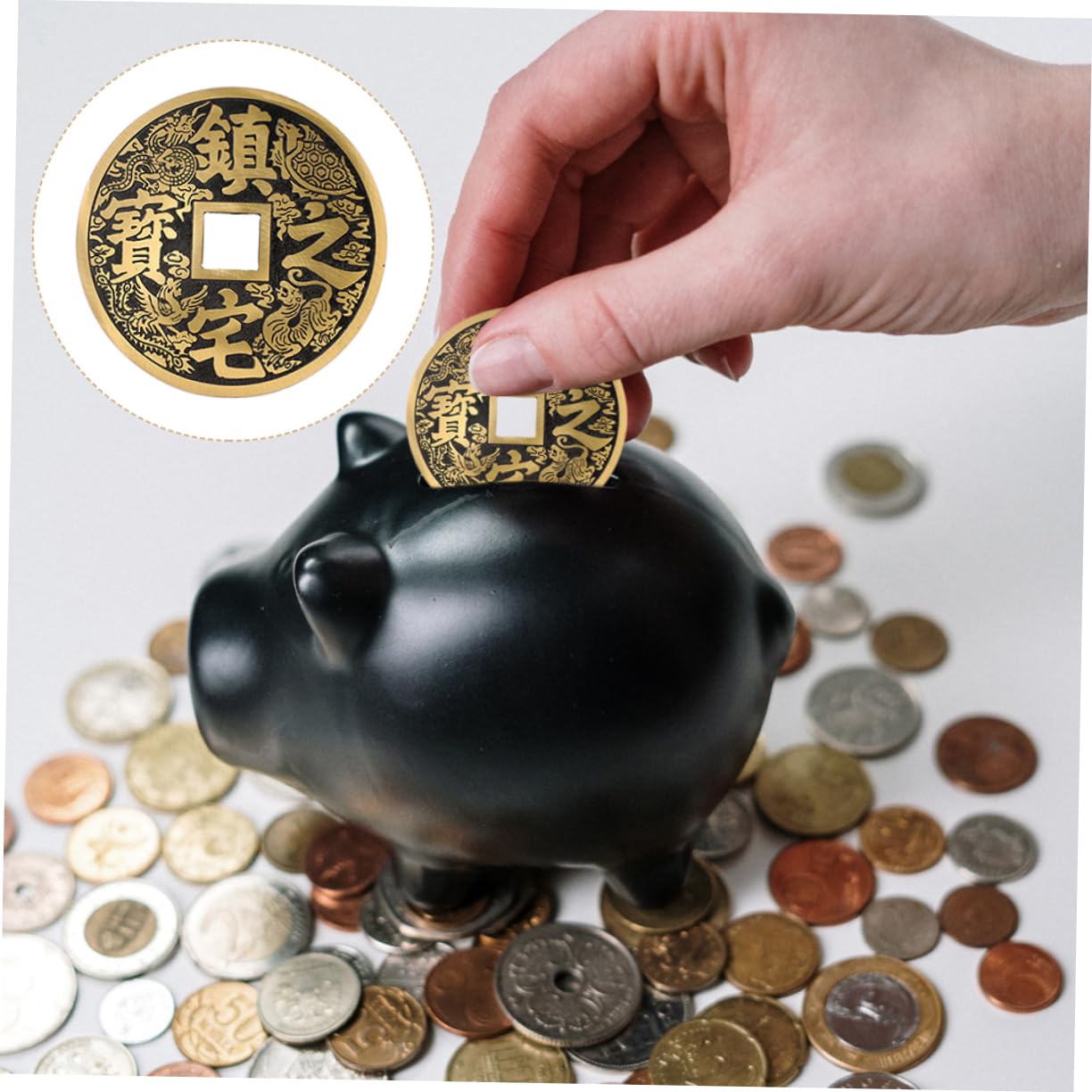 Amazon.co.jp: DECHOUS 純製 コイン飾り 幸運を呼ぶ古銭デザインのハンギングアクセサリ : ホーム＆キッチン