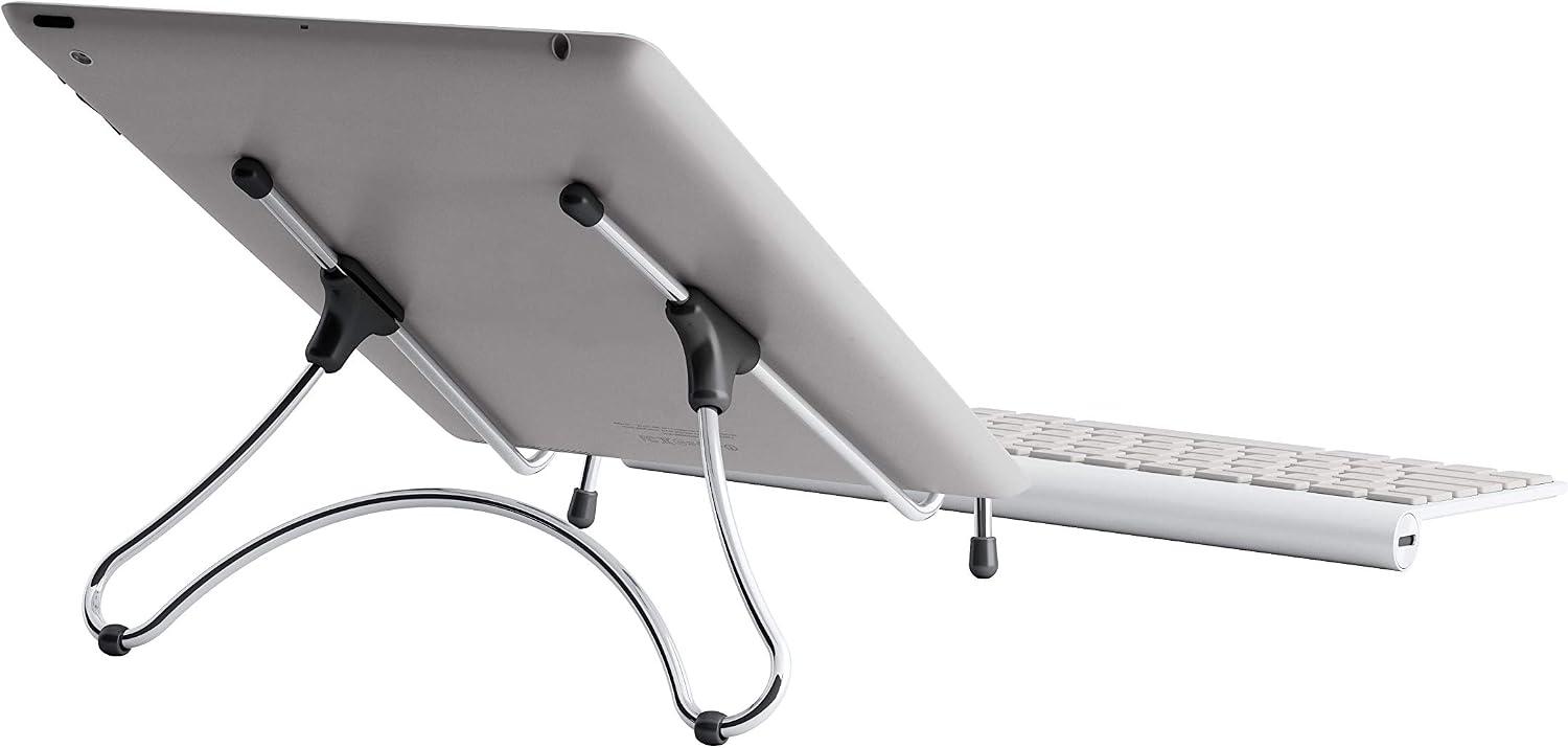 Octoo Universal Folding Laptop Stand Compatible w/Apple MacBook Pro & Air - Lightweight Adjustable Notebook Riser for Long-Lasting Ergonomic Comfort, Chrome