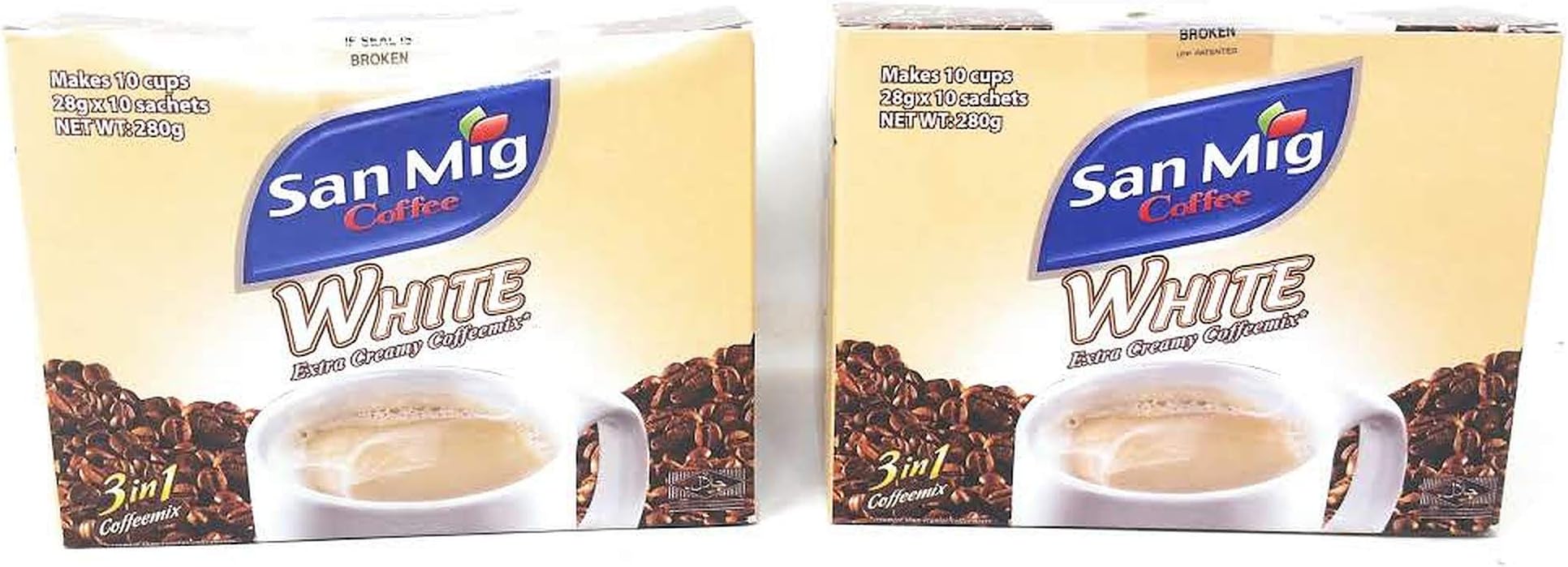 San Mig Coffee White 3in1 Extra Creamy Coffeemix 28g X 10 Sachets per Box (2 Boxes = 20 packs)