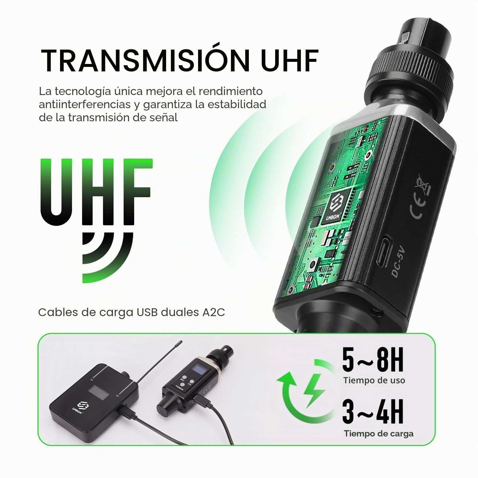 AR9 UHF - Sistema de monitor intrauditivo inalámbrico mono y receptor de cinturón para estudio, ensayo de banda y actuaciones en vivo (AR9-1-BK)