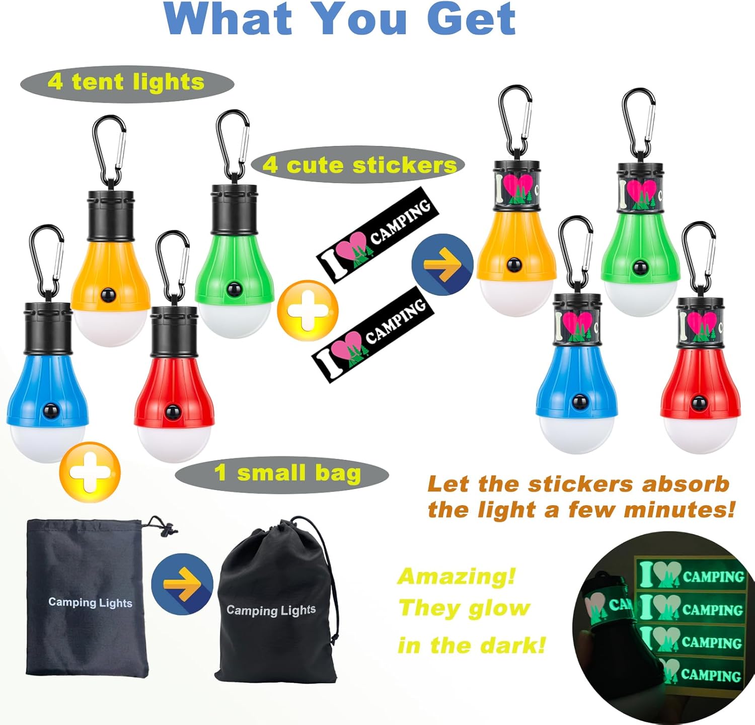 Campings Light [4 Pack] Doukey Portable Camping Lantern Bulb LED Tent Lanterns Emergency Light Camping Essentials Tent Accessories LED Lantern for Backpacking Camping Hiking Hurricane Outage : Sports & Outdoors