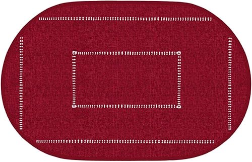 Miniatura 3 de Grelucgo Mantel de color arándano sólido con dobladillo (ovalado 54 x 72 pulgadas)